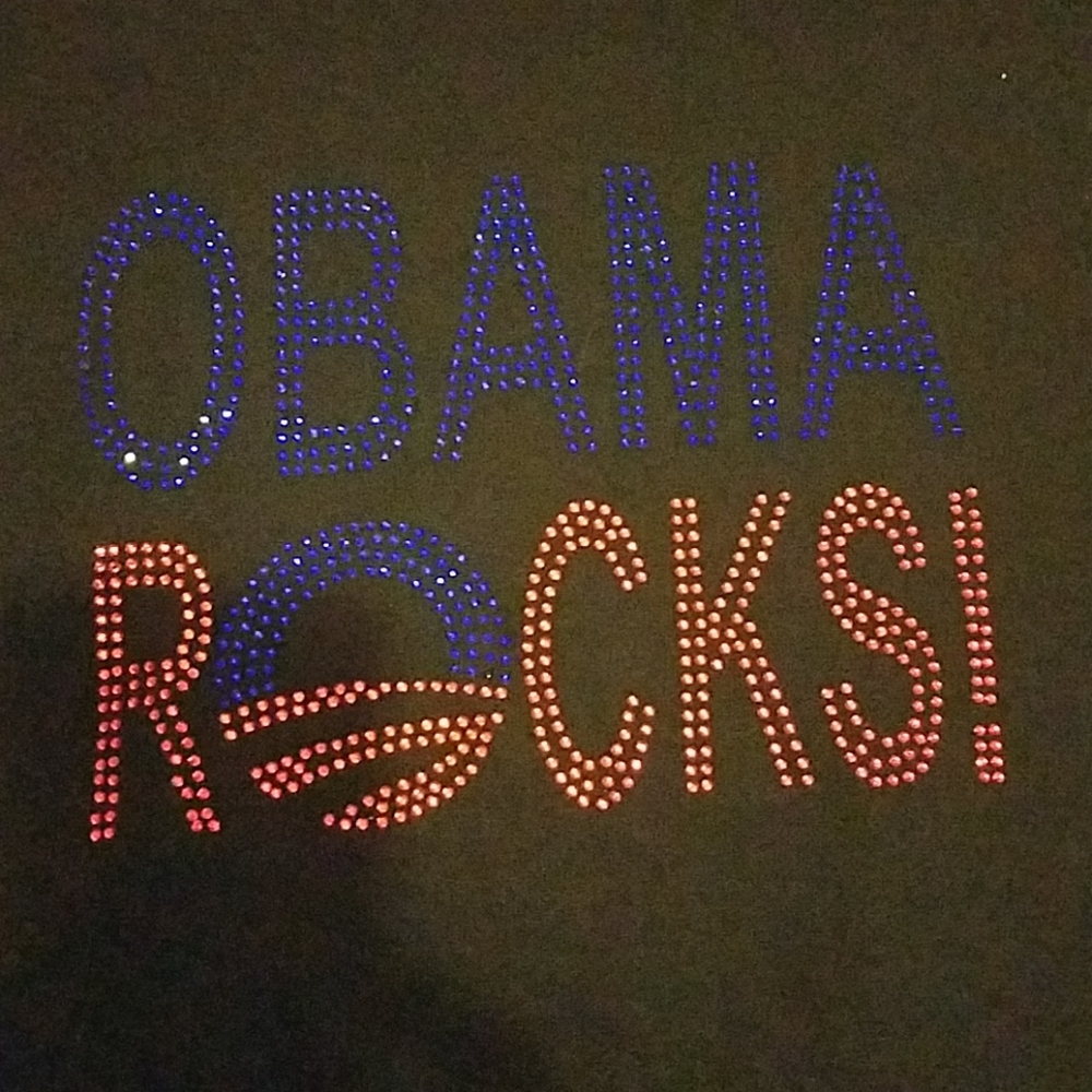 NWOT*Rhinestone "Obama Rocks" Hooded Sweatshirt